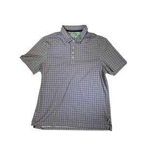 7 Diamonds Mens Geometric Print Short Sleeve Polo Shirt Size Large